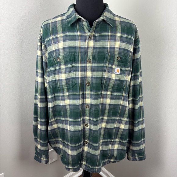Carhartt Rugged Flex Flannel Fleece-Lined Shirt Jacket Men's Sz XXL 2XL Shacket - Picture 1 of 12